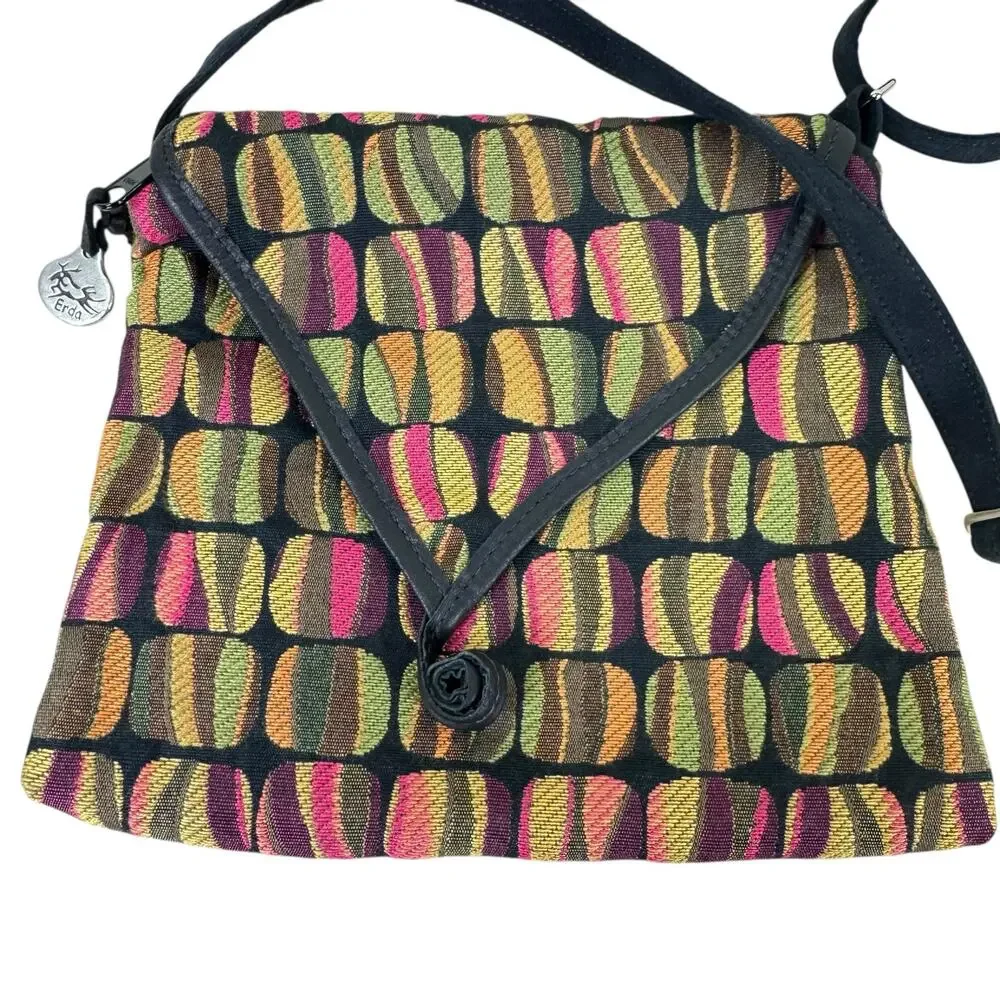 Erda Of Maine Colorful Tapestry Flap Adjustable‎ Strap Square Crossbody Purse